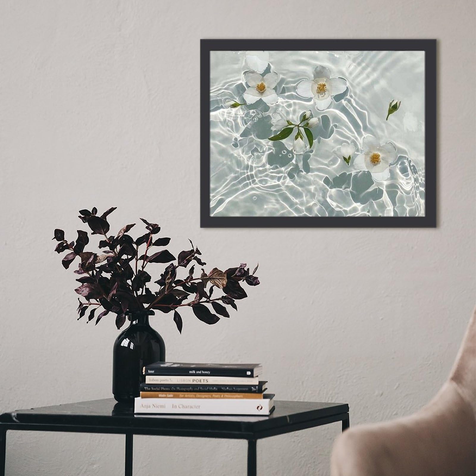 Amazon.co.jp: 水に浮かぶ白い花 絵画 絵 自然の静けさ 壁紙 アート